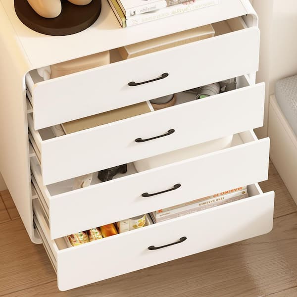 FUFU&GAGA White 4 Drawers 31.5 in. W Nightstand, Chest of