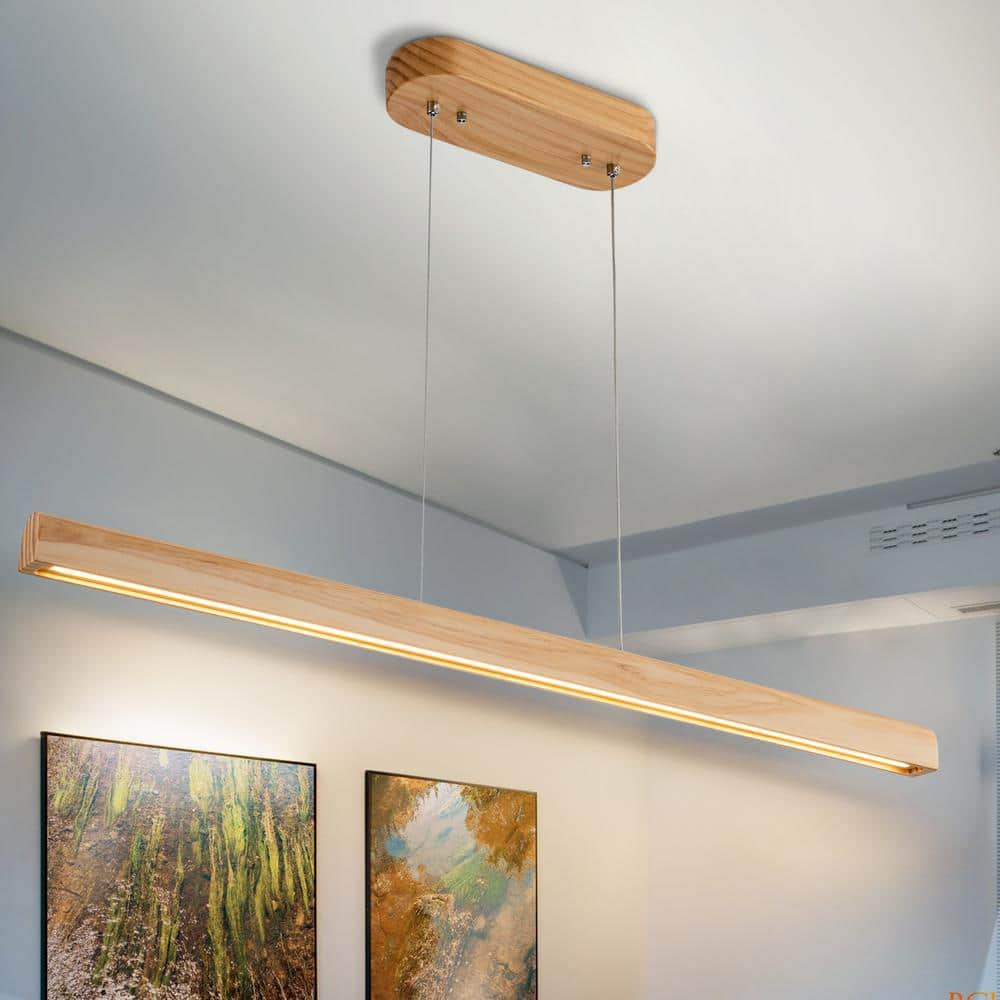 GoYeel Ashline 39.37 in. 1-Light Natural Wood Color Farmhouse Ash