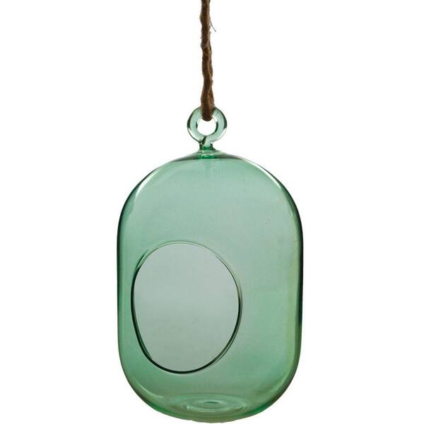 Pride Garden Products Mika 3.5 in. x 6.5 in. Mint Glass Hanging Capsule Terrarium with Rope
