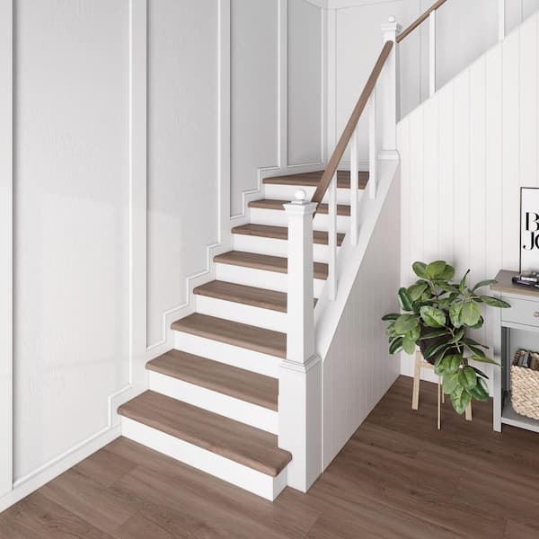 Frogtown Valley Walnut 47 in. L x 12.15 in. W x 1.69 in. T Vinyl Overlay Stair Tread and Reversible Riser Kit