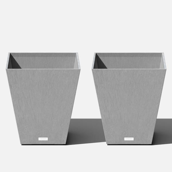 Veradek Nobleton 18 in. Square Gray Plastic Planter (2-Pack)