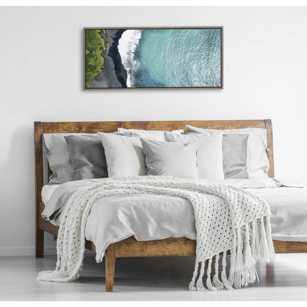 Maui Black Sand Beach Teal Waters Canvas Print, 18x40