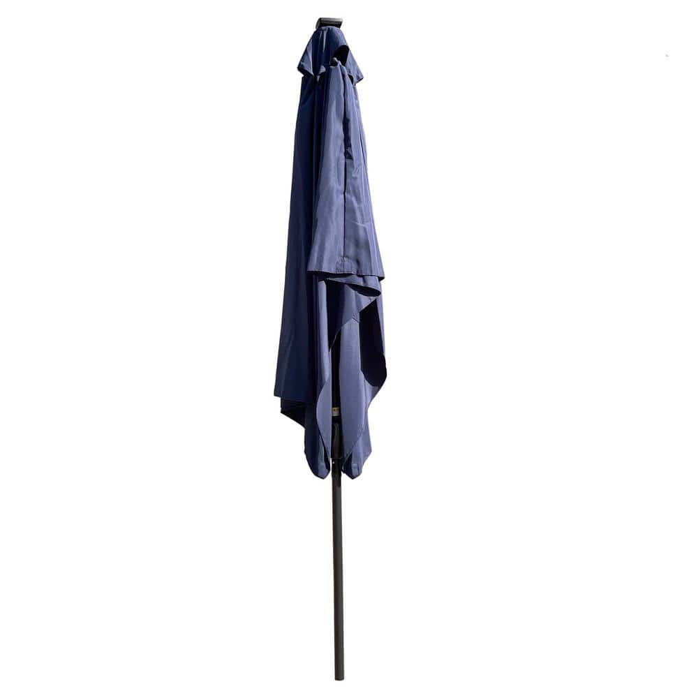 Navy Blue Rectangular LED Patio Market Umbrella with Aluminum Pole