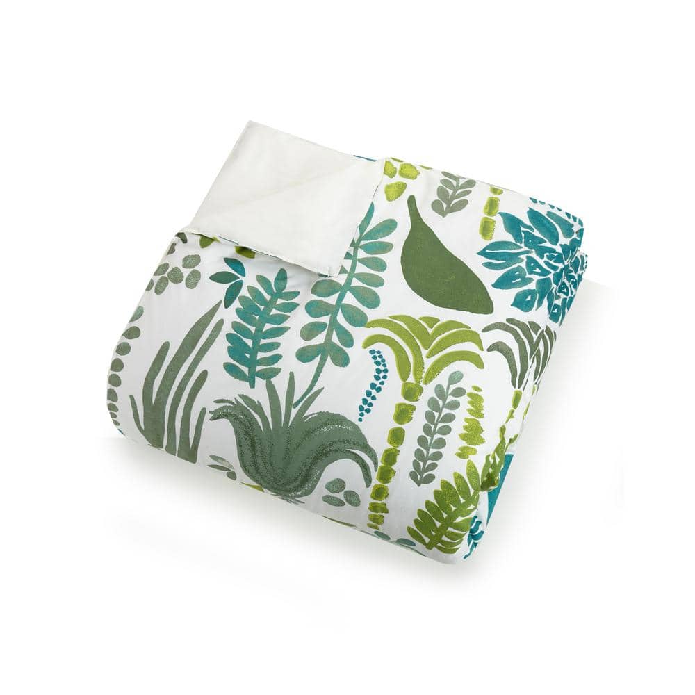 Jardin Green Botanical Cotton 3-Piece King Duvet Set