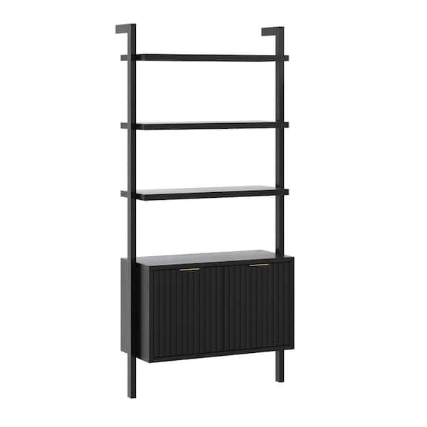 Nathan James Jasper 72 in. Tall Black Oak Solid Wood 3-Shelf