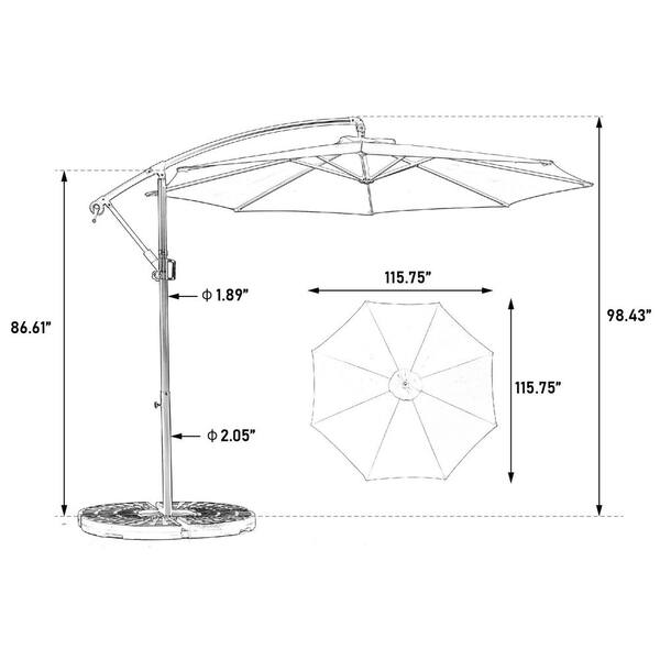 10 ft. Offset Hanging Market Patio Umbrella Easy Tilt Adjustment
