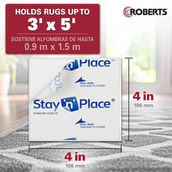 Stay N' Place 4 in. x 4 in. Rug Tabs (4-Pack)