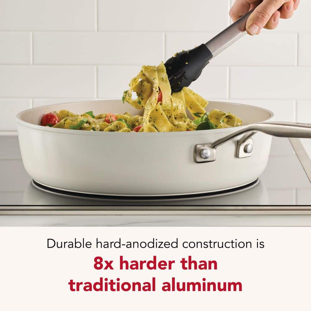 10-Piece Hard-Anodized Aluminum Ceramic Nonstick Induction Cookware Set Porcelain White