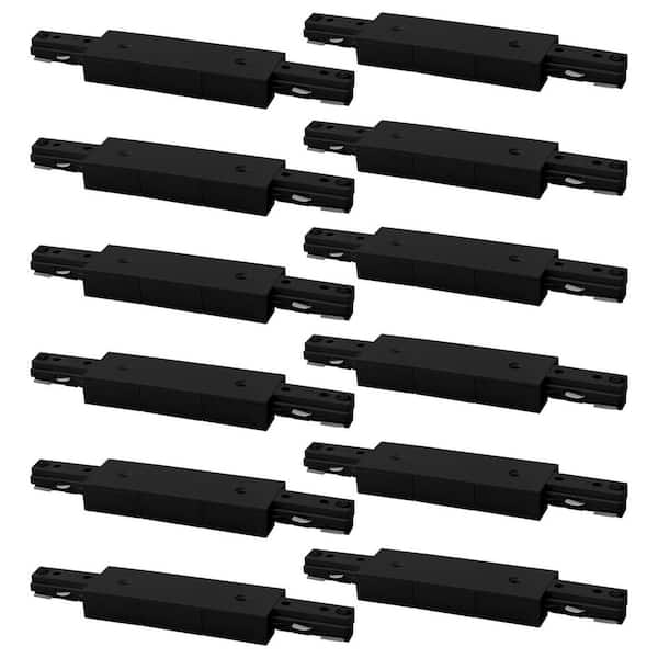 H Track Light Straight Connector, H-type Straight Line Connector, 120V 3-Wire Single Circuit Power Source, Black 12 Pack
