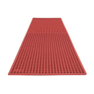 K-Series Comfort Tract Red 3 ft. x 10 ft. x 1/2 in. Grease-Proof Rubber Kitchen Mat