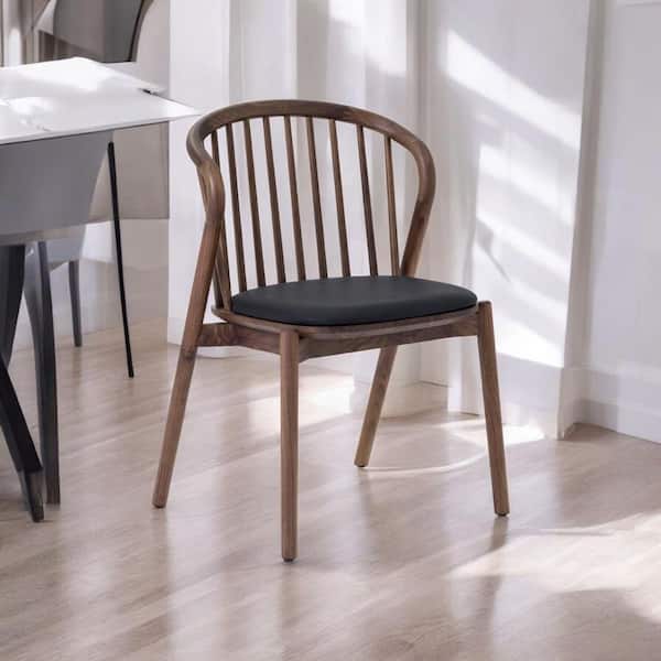 Brown and Black Wood 43 in. Pedestal Dining Table Seats 4