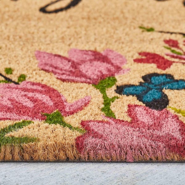 Spring Vibes 18 in. x 30 in. Coir Indoor/Outdoor Door Mat Multi-Colored