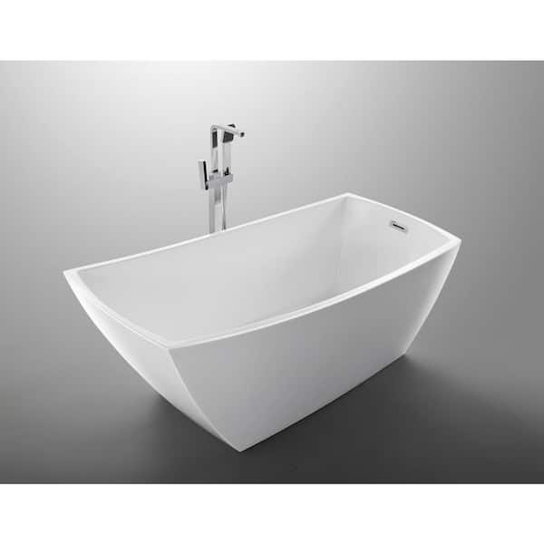 Albi 67 in. Acrylic Flatbottom Non-Whirlpool Freestanding Bathtub in Glossy White