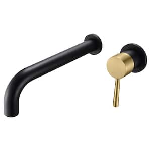 Modern Single-Handle Wall Mount Roman Tub Faucet with Spot Resistant in Black and Gold