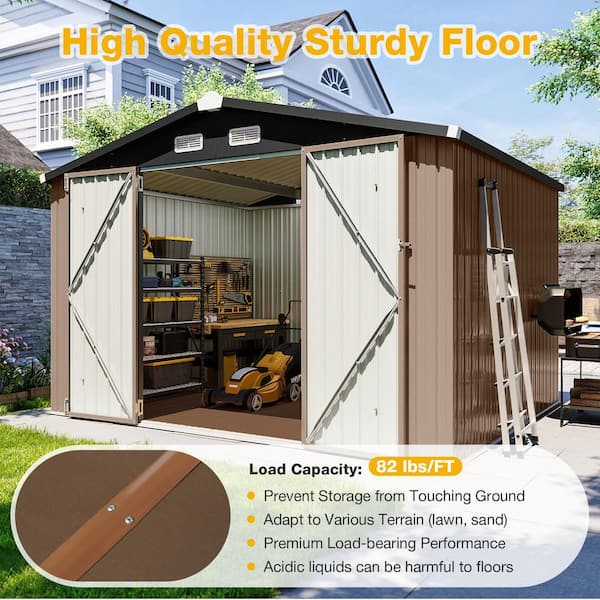 Sizzim 9 ft. W x 7 ft. D Metal Storage Shed with Floor, Air Vents