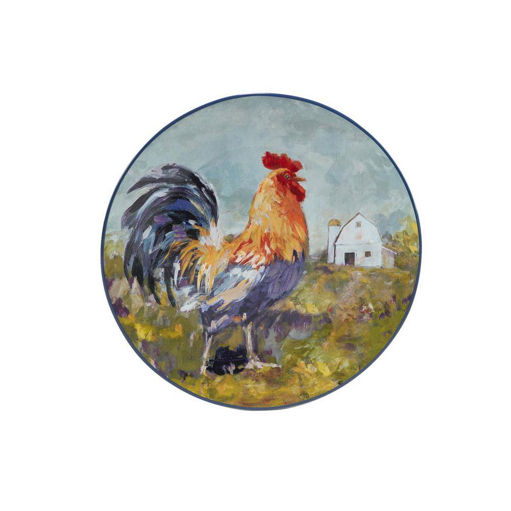 Rooster Meadow Ceramic 11" Dinner Plates, Set of 4
