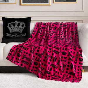 JUICY COUTURE Juicy Hot Pink Plush 50 in. x 70 in. L Polyester