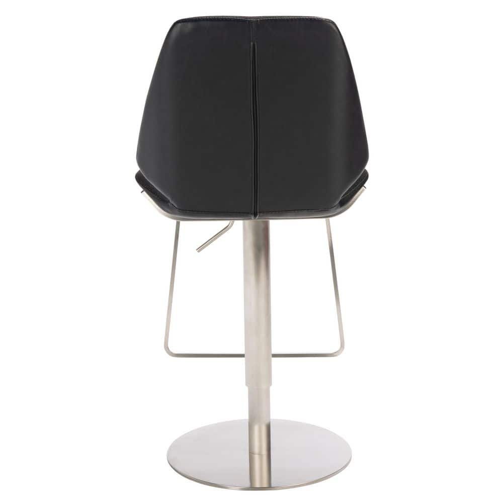 Sleek Saddle-Style 24" Black Leather & Metal Barstool