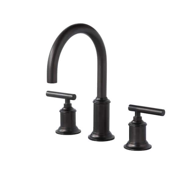 Water Creation 8 In. Widespread 2-Handle Modern Gooseneck Bathroom Faucet with Pop-Up Drain in Oli Rubbed Bronze