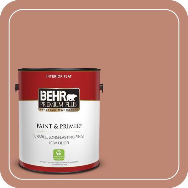 BEHR PREMIUM PLUS 1 gal. #PPU2-09 Ginger Rose Flat Low Odor Interior Paint & Primer