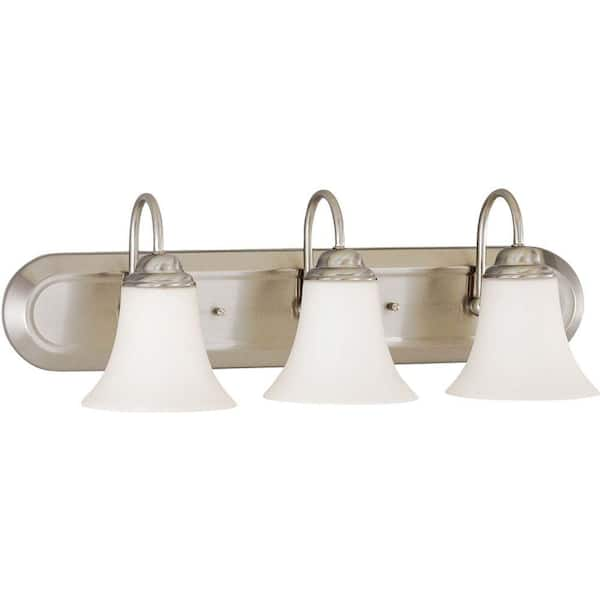 SATCO 3-Light Brushed Nickel Vanity Light with Satin White Glass