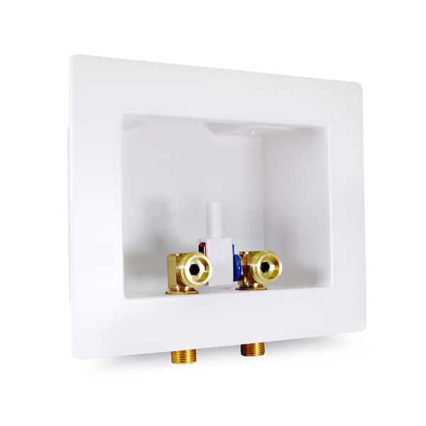 PLUMBFLEX 1/2 in. Sweat/ MIP Brass Valve Fittings in White ABS Plastic Washing Machine Dual Outlet Box