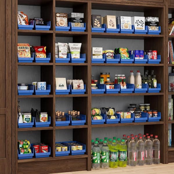 Akro-Mils - 30130 Series, 6 5/8 in. W x 11 5/8 in. D x 4 in. H, Blue Open Hopper Shelf Bins Storage Organizer System, 12-Pack