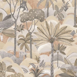 Desert Palm Nearly Neutral Removable Peel and Stick Vinyl Wallpaper, 28 sq. ft.