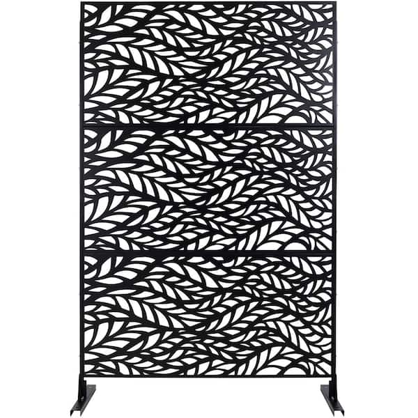 6.3 ft. x 4 ft. Black Outdoor Steel Decorative Privacy Screen, Indoor Metal Privacy Fence Panel