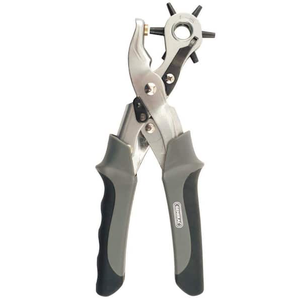 General Tools Heavy-Duty Self-Opening Revolving Hole Punch Pliers for Leather Punching Belts Pet Collars Handbags and More