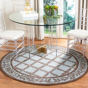 Chelsea Blue/Brown 8 ft. x 8 ft. Round Border Area Rug