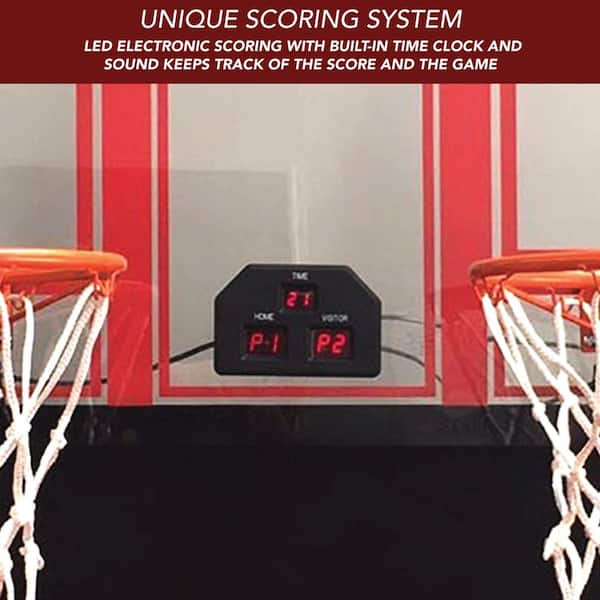 SereneLife Dual Hoop Basketball Shootout Indoor Home Arcade Room Game with  Electronic LED Digital Double Basket Ball Shot Scoreboard & Play Timer