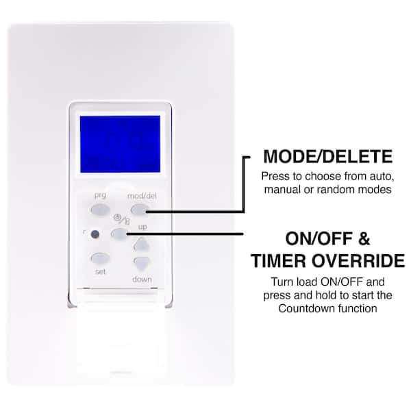 Defiant 15 Amp In-Wall 3-Way Daylight Adjusting Digital Timer Switch with  Screw Terminals, White 32648 - The Home Depot
