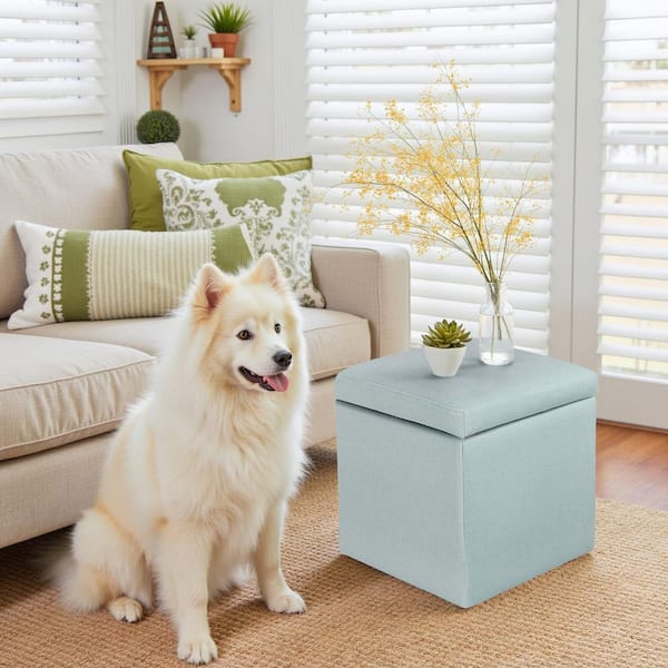 WONDER COMFORT Gray Cotton Fabric Square Flip Top Storage