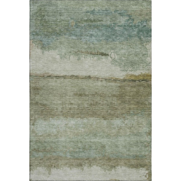 Mayfield Premium Machine Washable Abstract AMF2156 Green 10 ft. x 14 ft. Area Rug