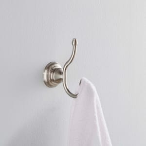 Highlander Collection Double Robe Hook in Satin Nickel