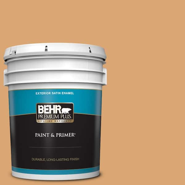 BEHR PREMIUM PLUS 5 gal. #BIC-14 Fresh Nectar Satin Enamel Exterior Paint & Primer