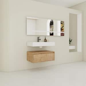 Jacques 29.5 in. W x 18.1 in. D x 15.8 in. H Floating Bath Vanity in Imitative Oak with White Resin Vanity Top