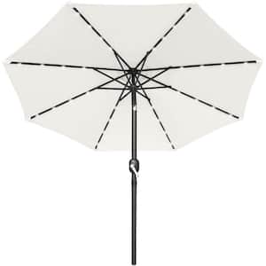 10 ft. Metal Market Solar Tilt Patio Umbrella in Cream with LED Lights