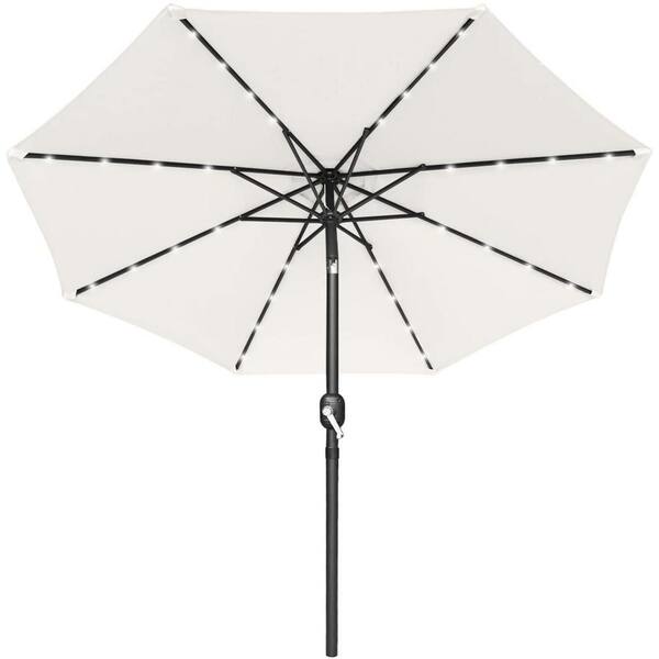 Alpulon 10 ft. Metal Market Solar Tilt Patio Umbrella in Cream with LED Lights