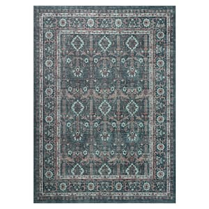 Boho Patio Collection Teal 8' x 10' Rectangle Residential Indoor/Outdoor Area Rug