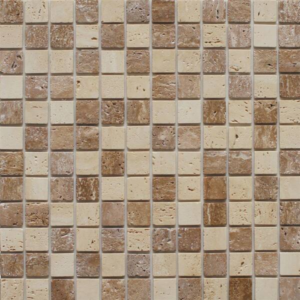 Instant Mosaic 12 in. x 12 in. Travertine Stone Backsplash Tile in Natural (6-Pack)