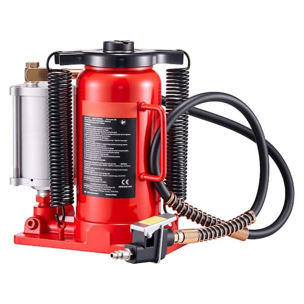 Air Hydraulic Bottle Jack, 20 Ton (44092 lbs. ) Capacity, 10.2-19.5 in. Lift Range, Pneumatic/Manual for Car, Truck, Red