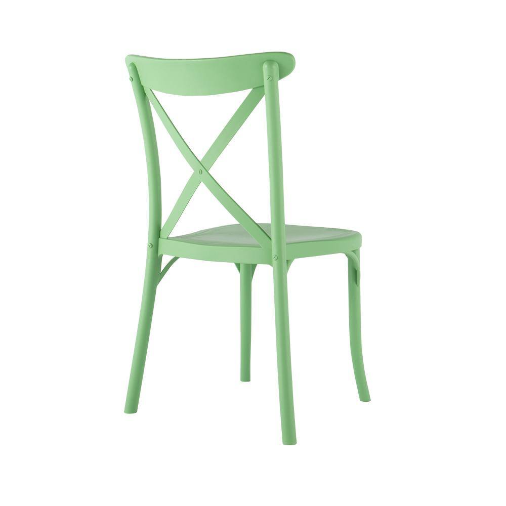 Mint Green Stackable Armless Resin Dining Chairs, Set of 2