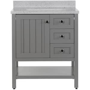 Lanceton 31 in. W x 22 in. D Bath Vanity in Sterling Gray with Solid Surface Vanity Top in Silver Ash with White Sink