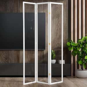 7 ft. Tall Clear Plastic Partition White 3 Panel
