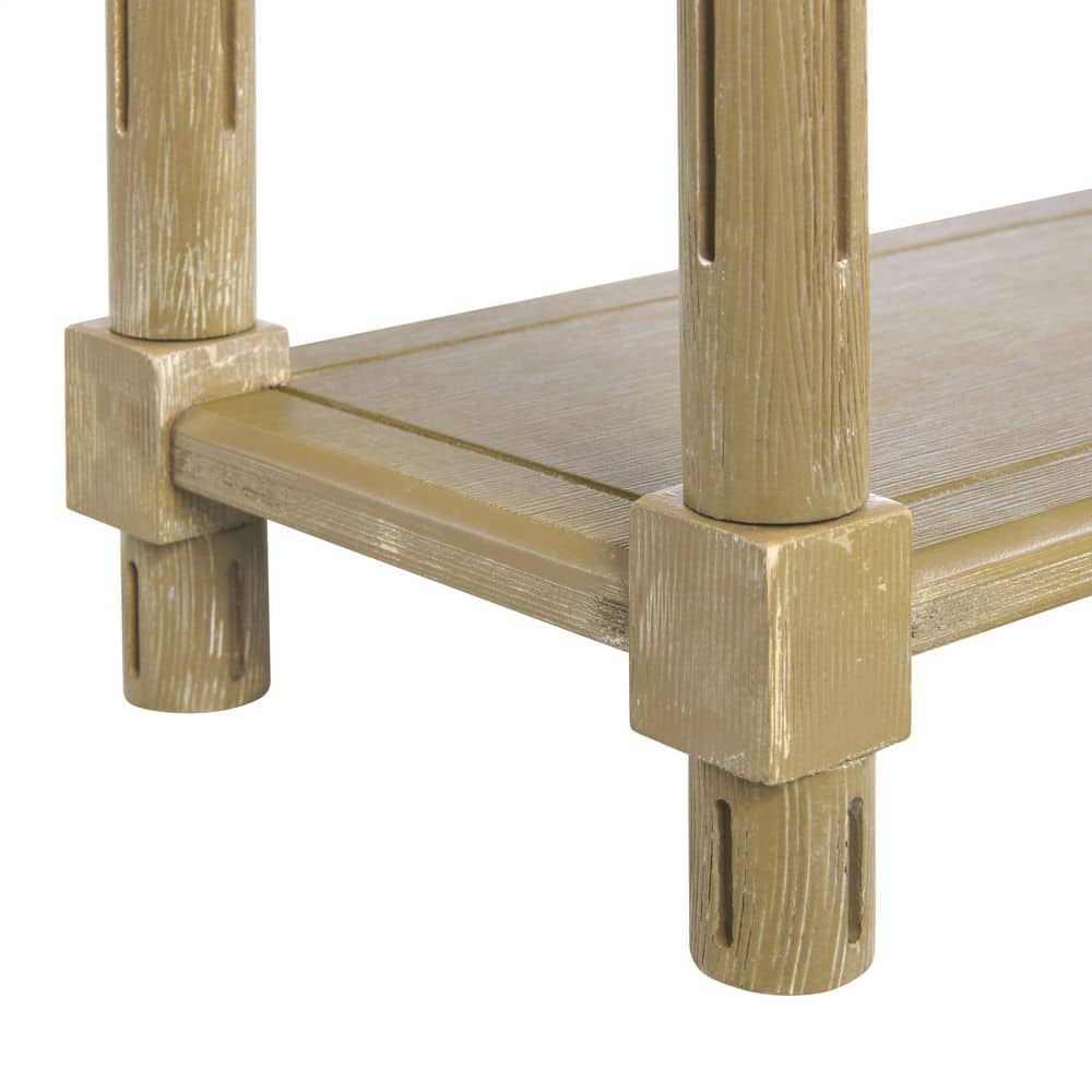 Harrison Distressed Oak Narrow Side Tables with Shelf, Set of 2