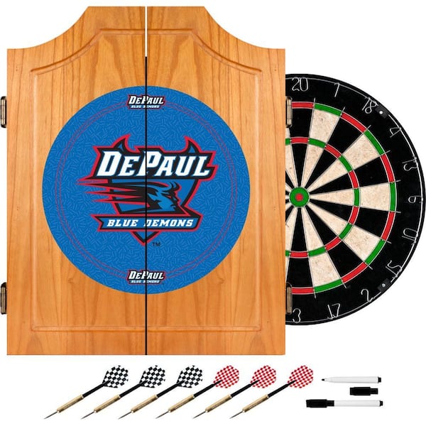 Trademark DePaul University Wood Finish Dart Cabinet Set
