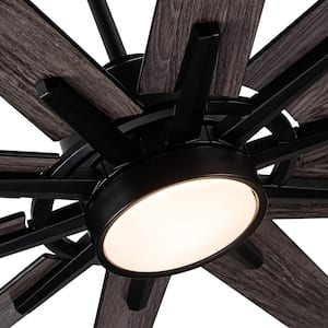 72 in. Indoor Matte Black Double Finish Ceiling Fan With Light Kit Integrated LED And Remote Control