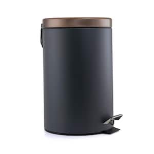 Waste Basket with Step-On Pedal in Gray and Copper